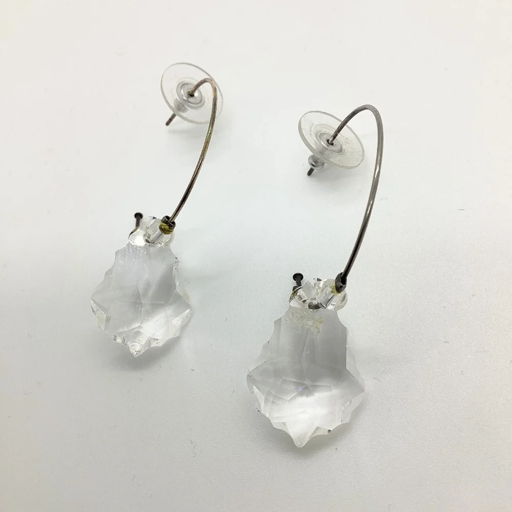 Half Hoop With Sparkly Crystal Pierced Earrings